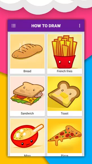 How to draw cute food by steps স্ক্রিনশট 2