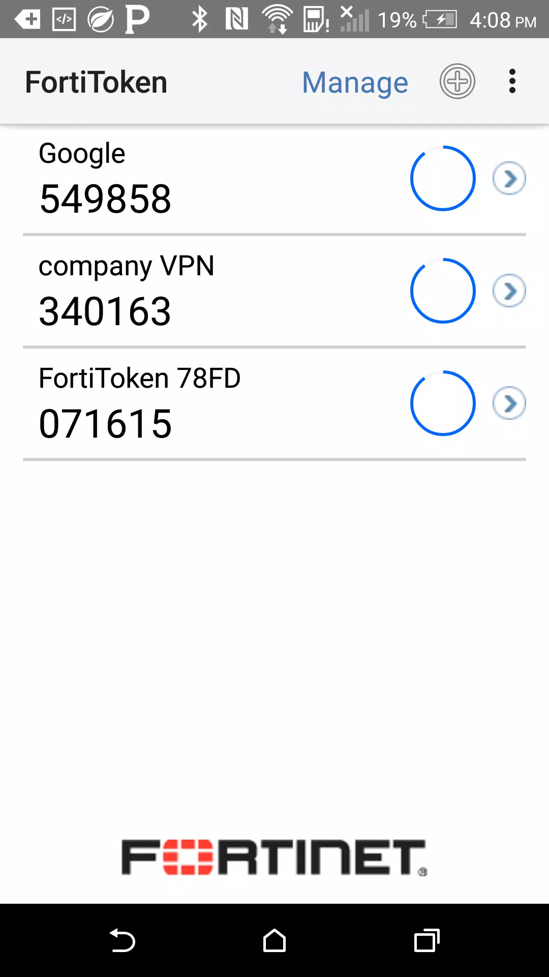 Schermata FortiToken Mobile 0