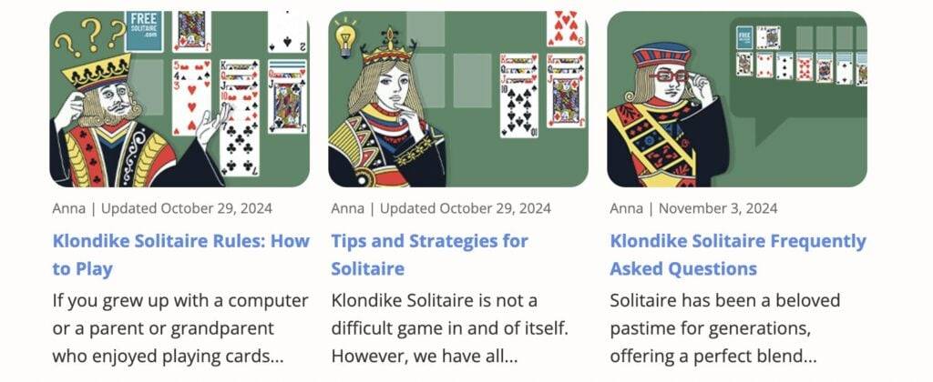 FreeSolitaire.com Interface