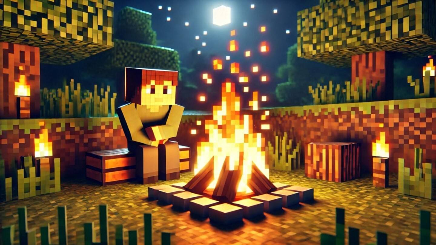 Minecraftの生存の基本：ゲームでキャンプファイヤーを構築する