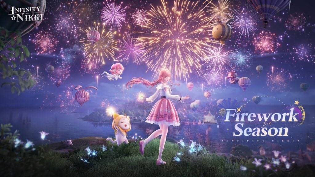 Infinity Nikki che lancia spettacolare fuochi d'artificio stravaganza