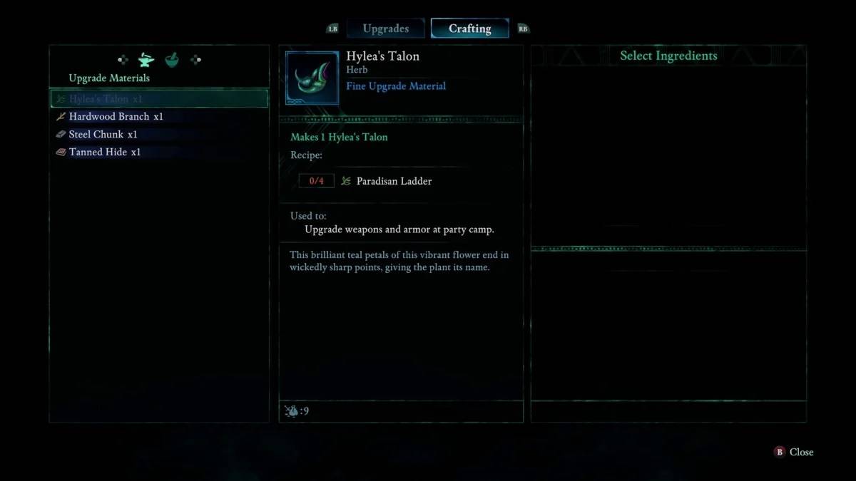 Gameplay dichiarato che crea il talon di Hylea dalla scala paradisana