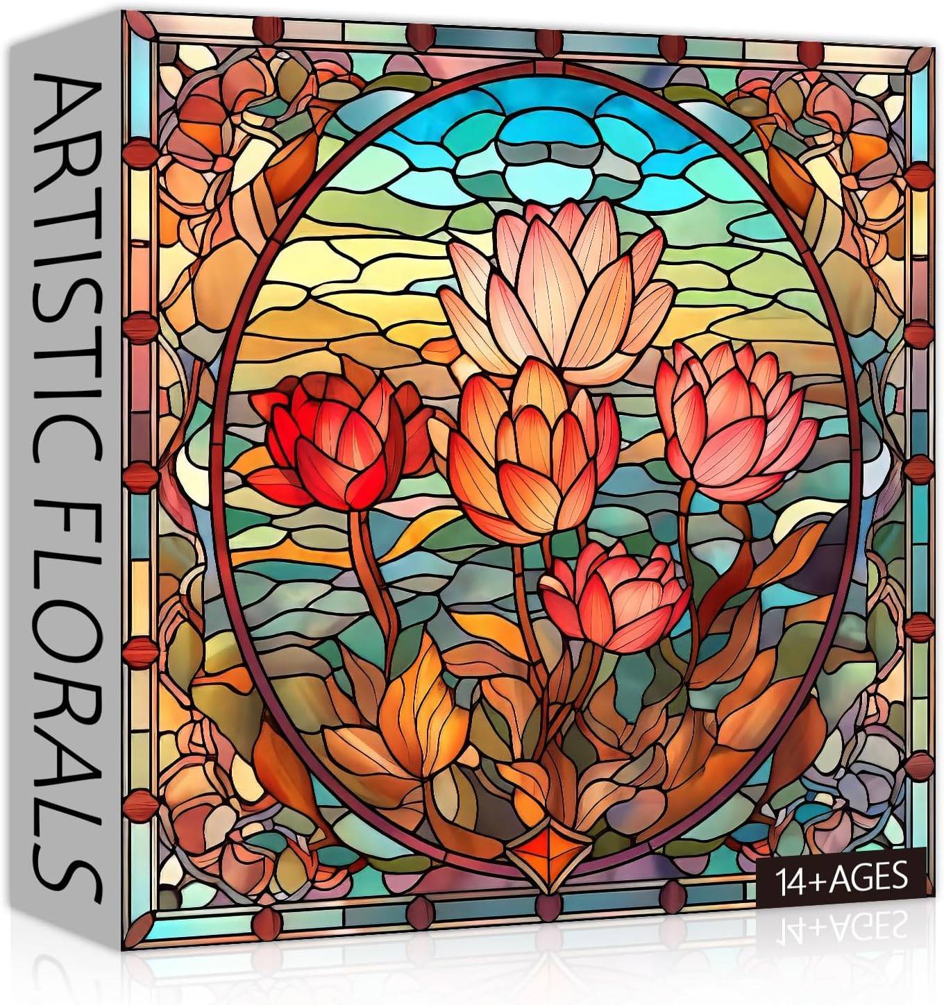 Clip 8% Off Coupon PICKFORU Stained Glass Flower Puzzle