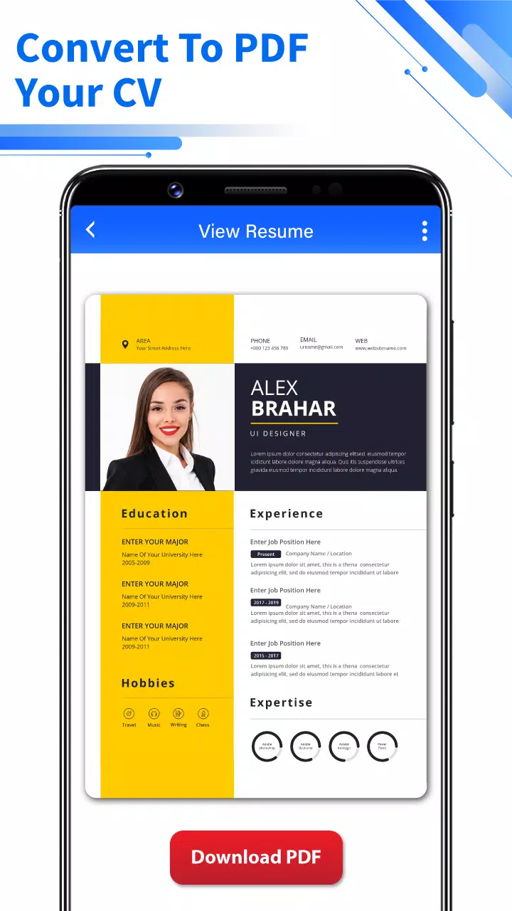 Resume Builder - PDF CV Maker ဖန်သားပြင်ဓာတ်ပုံ 1