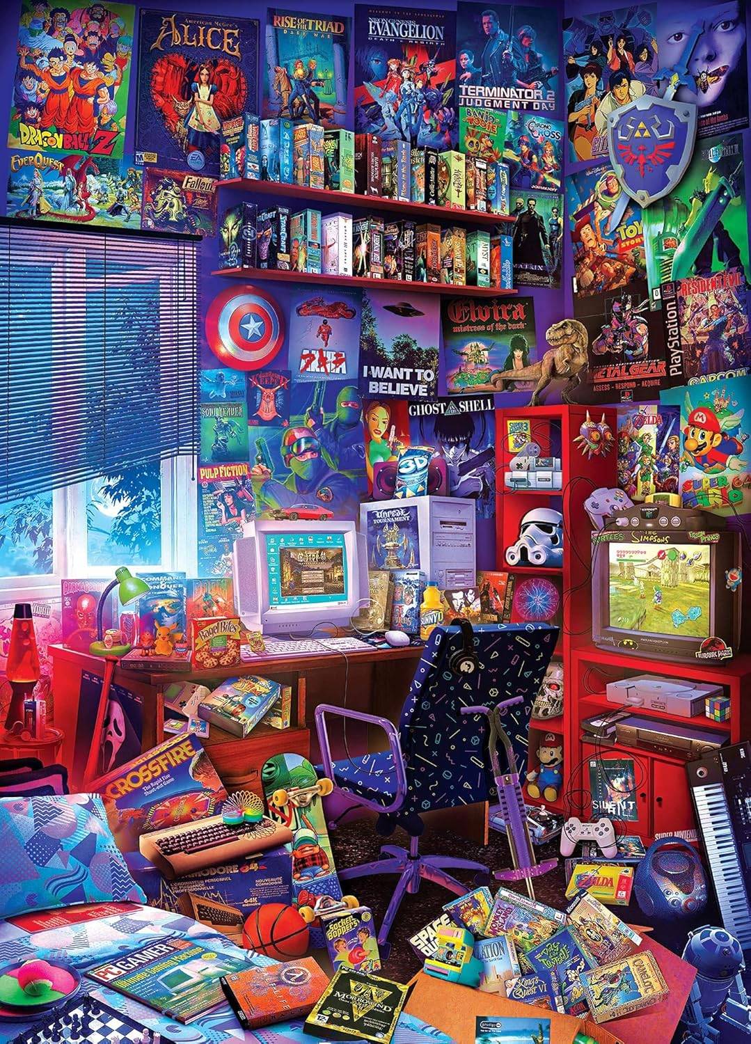 Toynk '80s Game Room Pop Culture 1,000 Piece Jigsaw Puzzle oleh Rachid Lotf