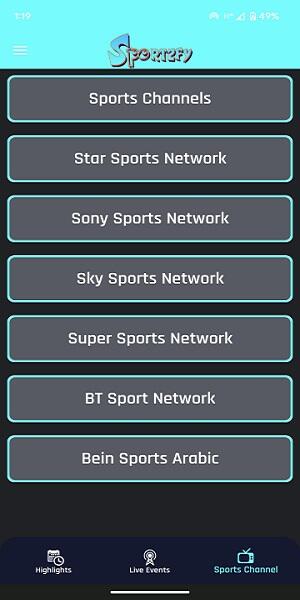 Android用Sportzfy TV APK