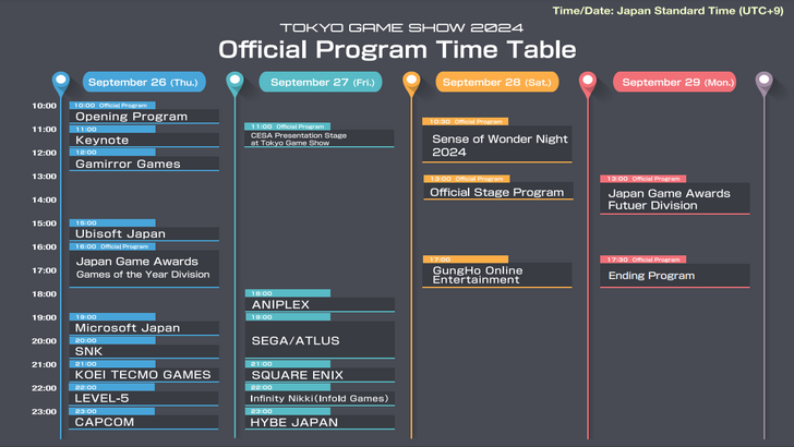 TGS 2024 Schedule Overview