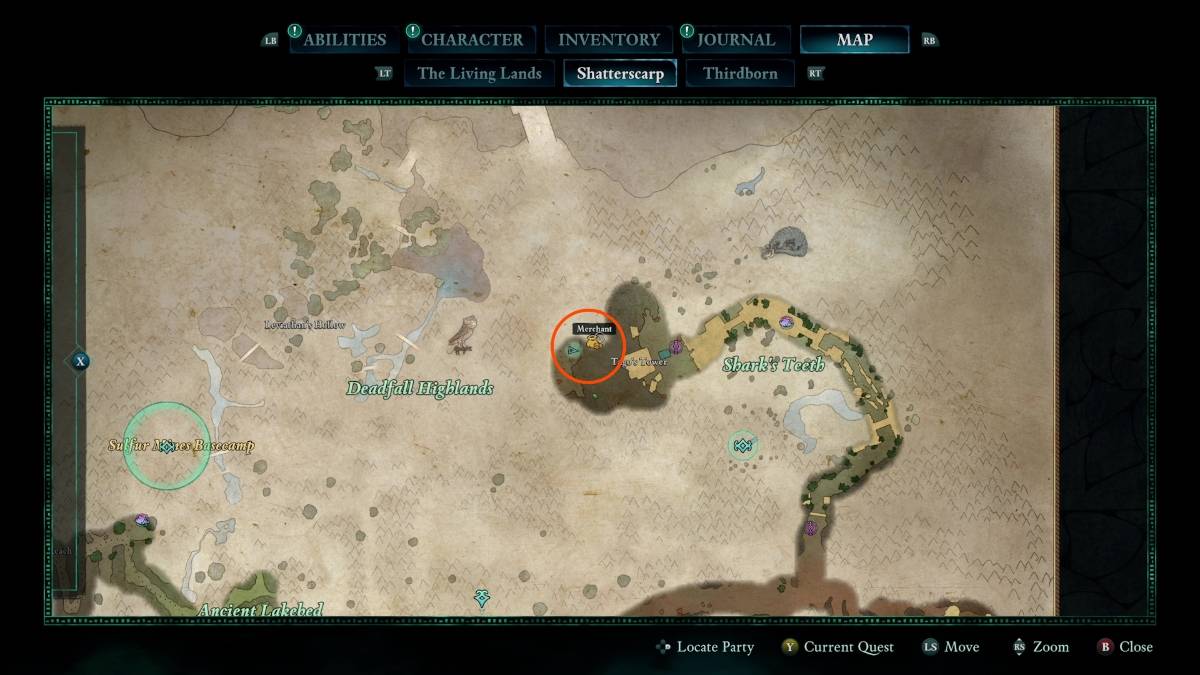 Ang lokasyon ng mapa sa avowed ng mapa ng Trail ng Dead Man's Trail