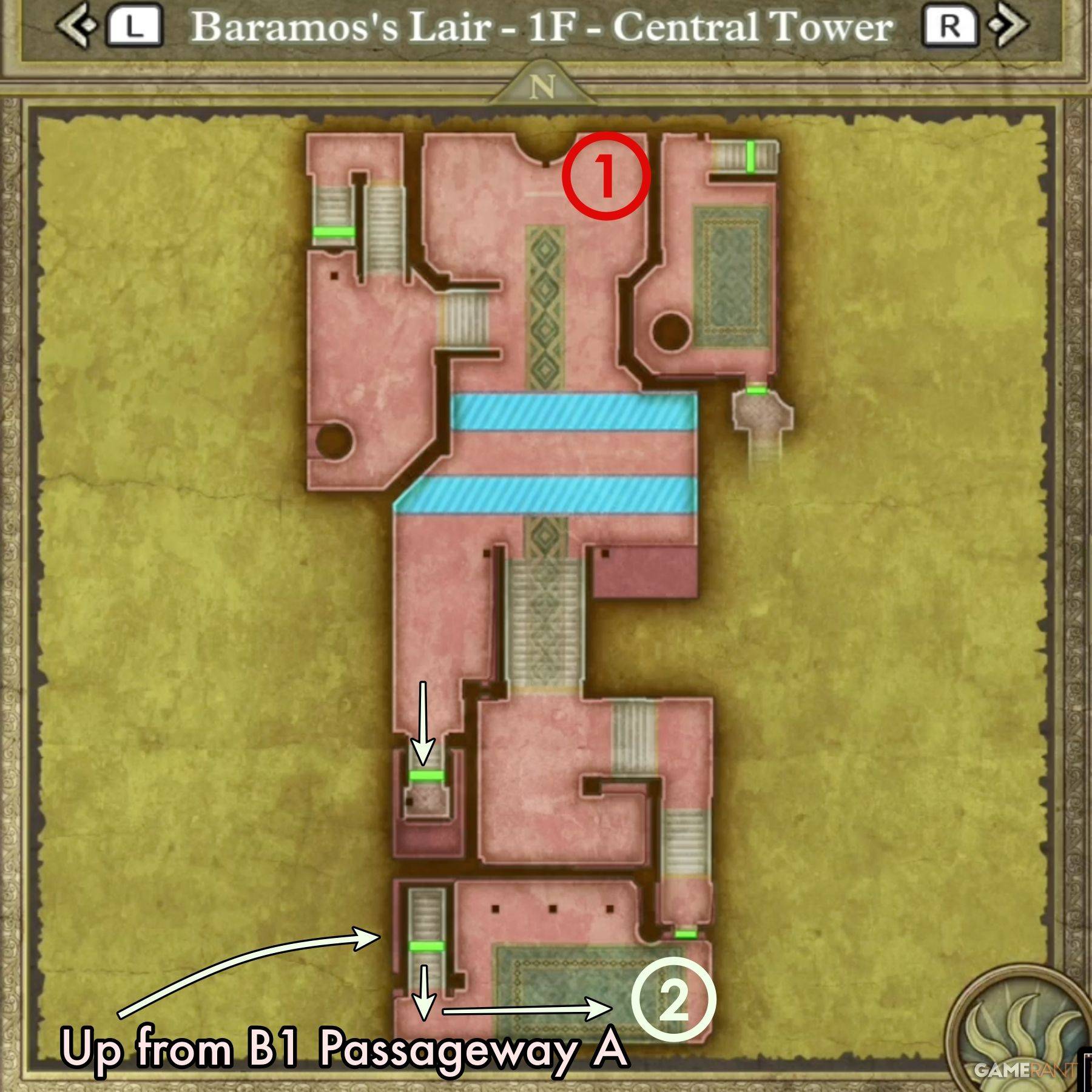 Image: Map highlighting treasure locations in Central Tower