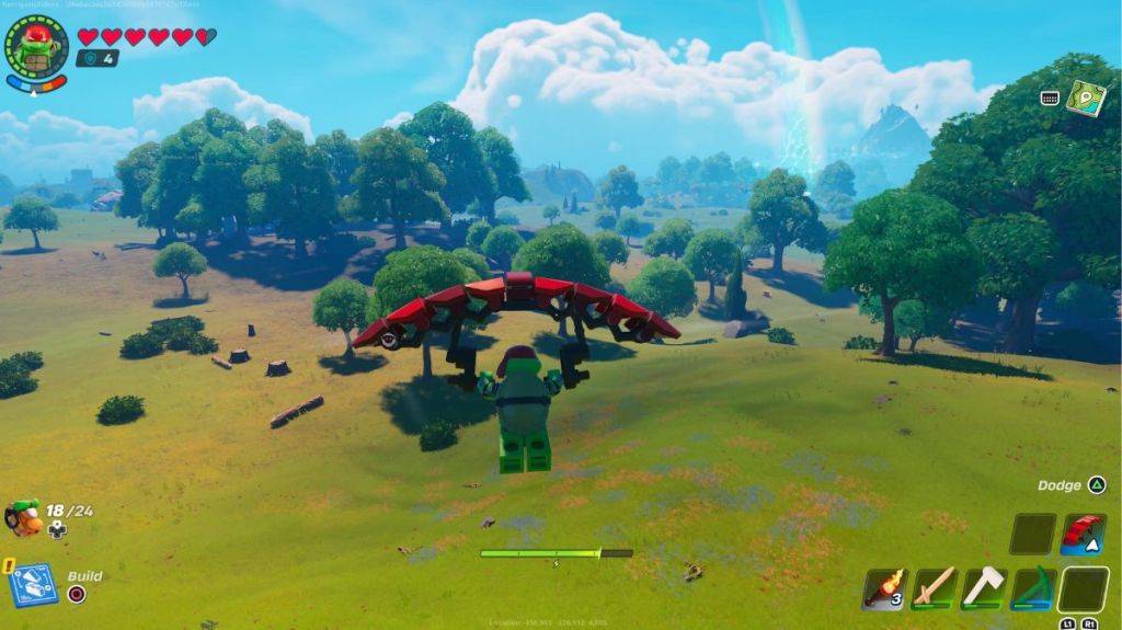 บินด้วยเครื่องร่อนในเลโก้ Fortnite