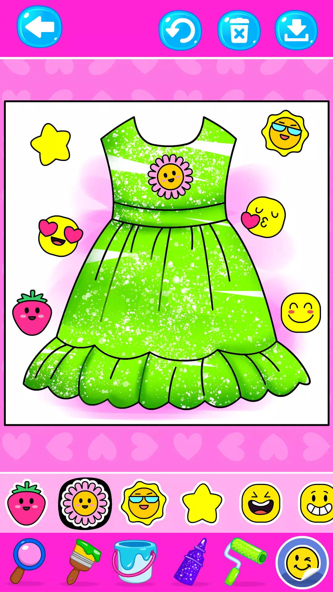 Girls Glitter Dress Coloring 스크린샷 3