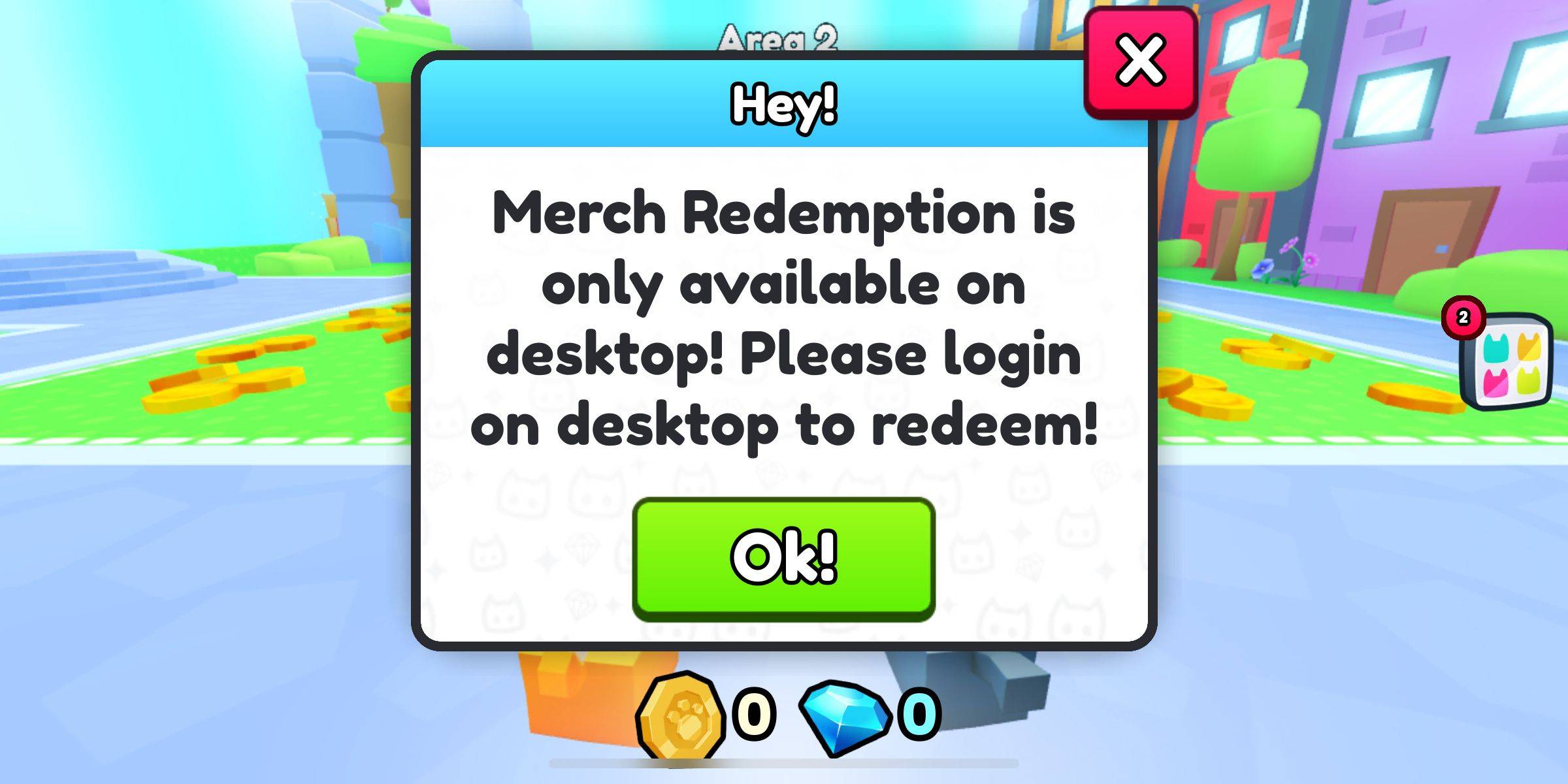 Image: Screenshot illustrating code redemption