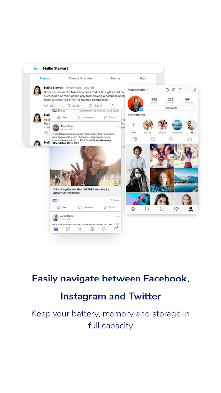 Schermata Social One - Facebook, Instagram & Twitter 0