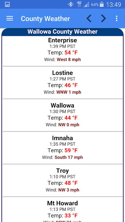 Joseph Oregon Weather Tangkapan skrin 3