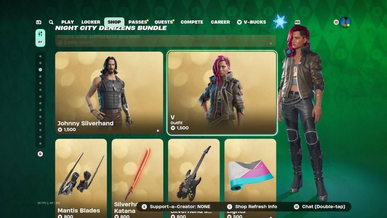 Cyberpunk 2077 Fortnite Skin Selection