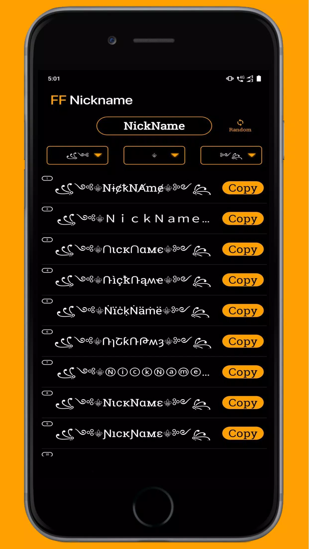 FF Name Creator - Nickname Generator For Games स्क्रीनशॉट 1