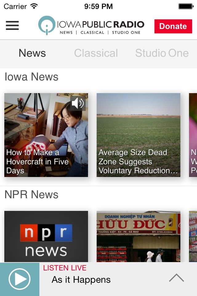 Iowa Public Radio App Zrzut ekranu 1