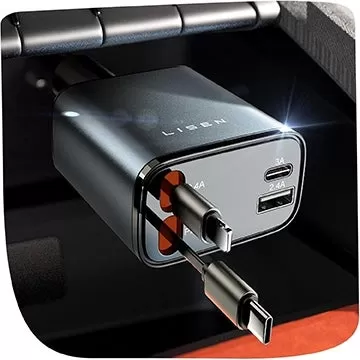Cargador de automóvil Lisen con cables retráctiles por debajo de $ 15