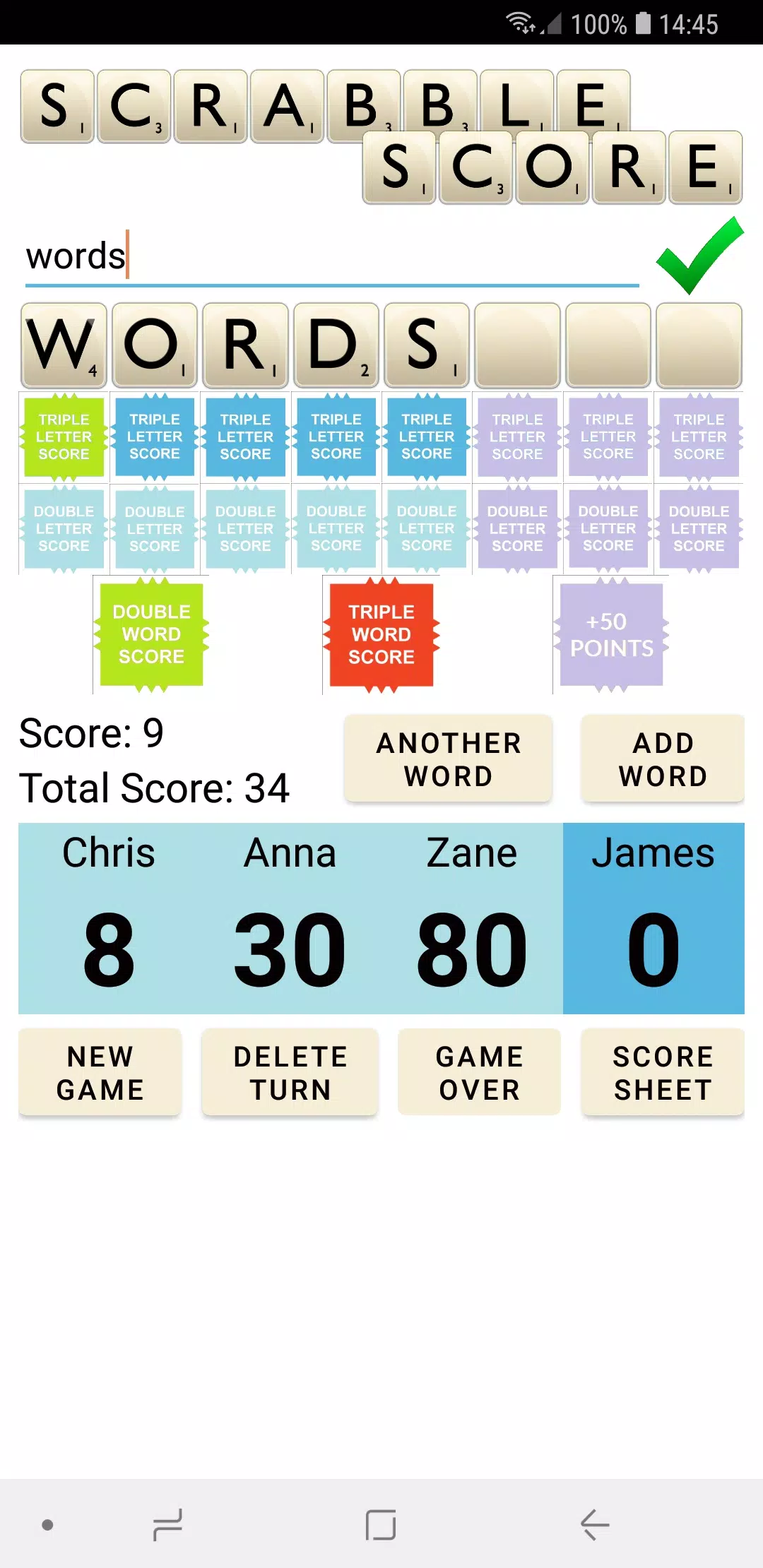 Scrabble Score ภาพหน้าจอ 1