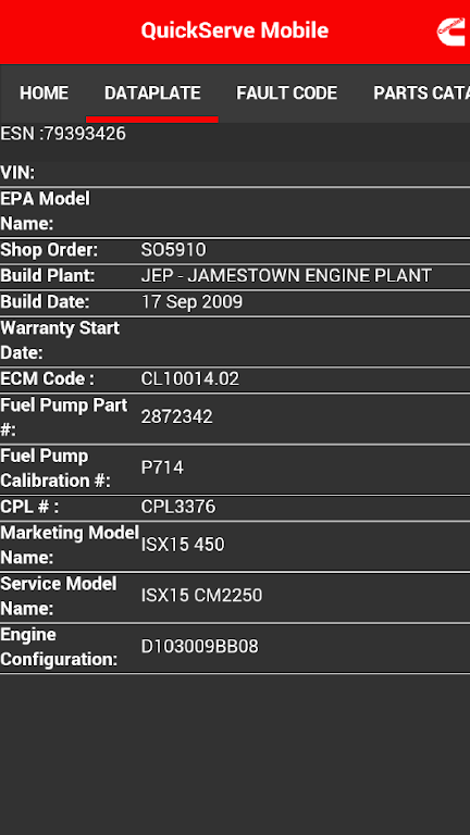 Cummins QuickServe Mobile Screenshot 2