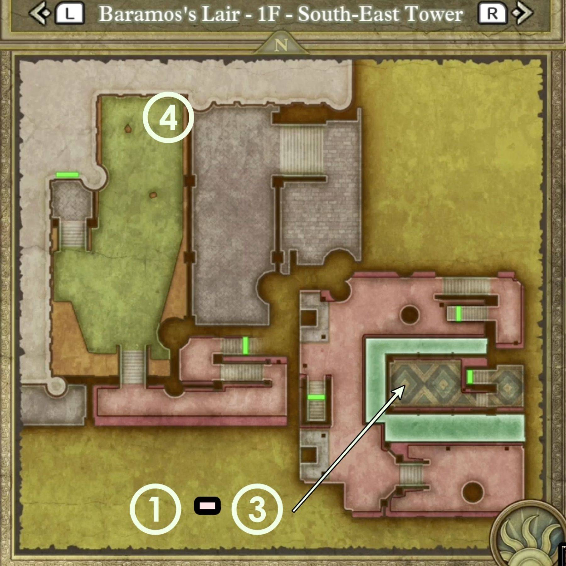 Image: Map highlighting treasure locations in South-East Tower