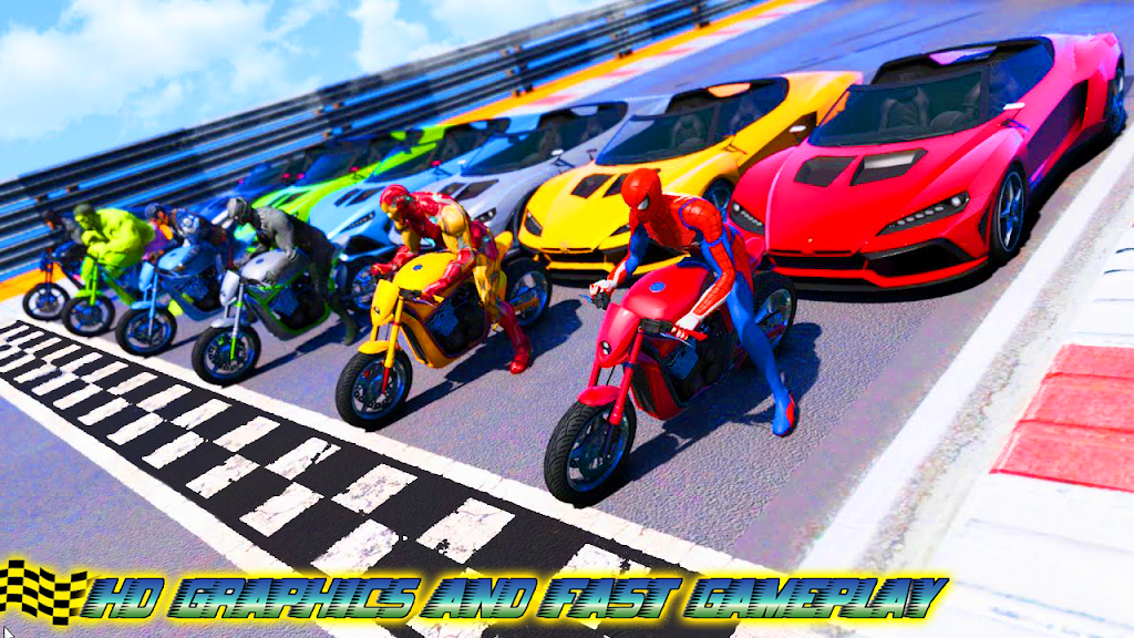 Superhero Bike Stunt Games 3D スクリーンショット 1