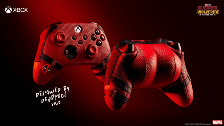 Xbox de Deadpool y el trasero del controlador con un toque