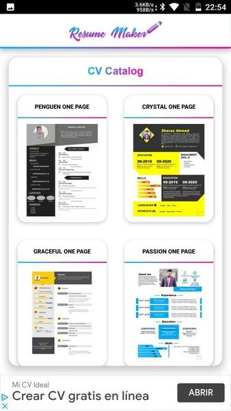 Free Resume Maker Zrzut ekranu 0