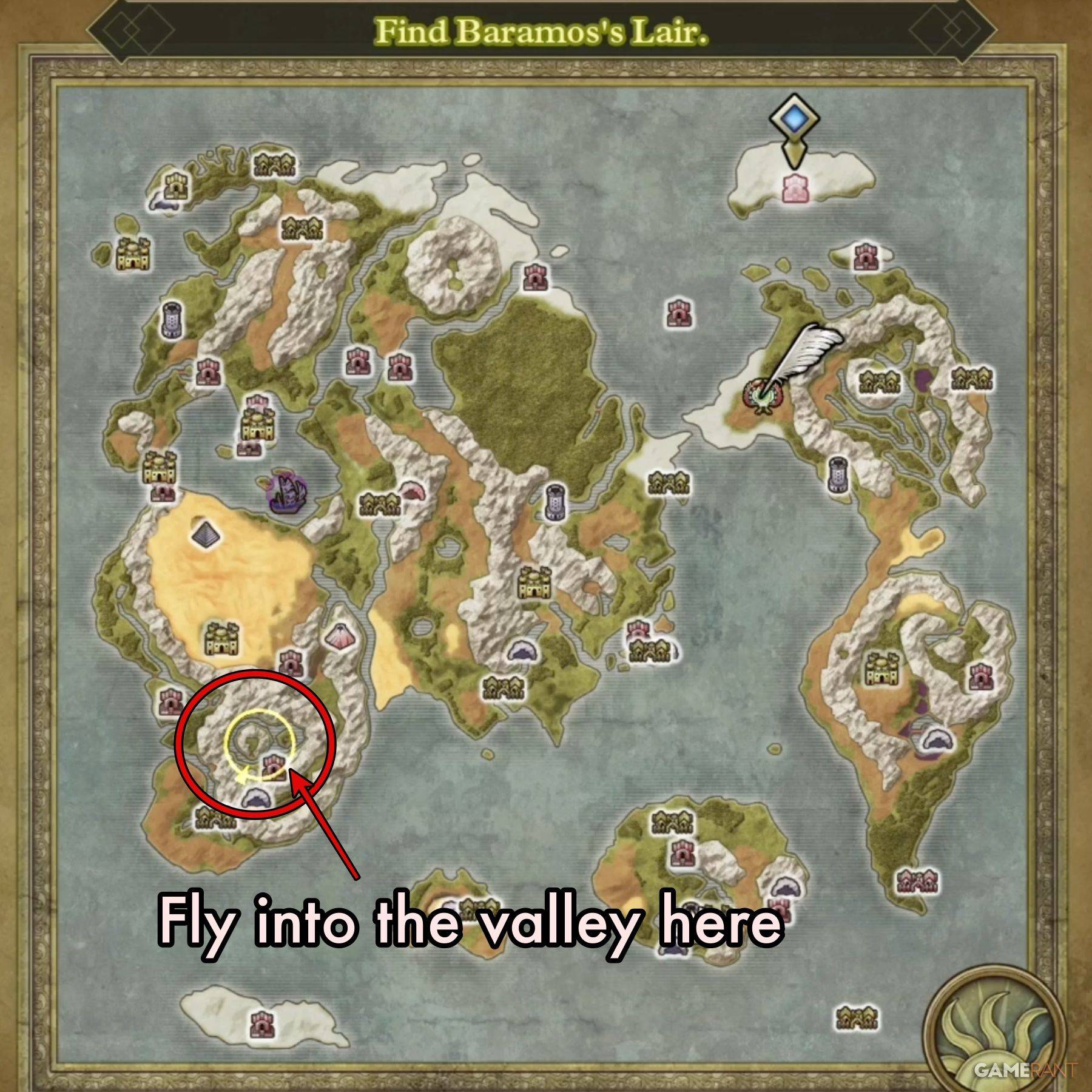 Image: Map showing Baramos's Lair location