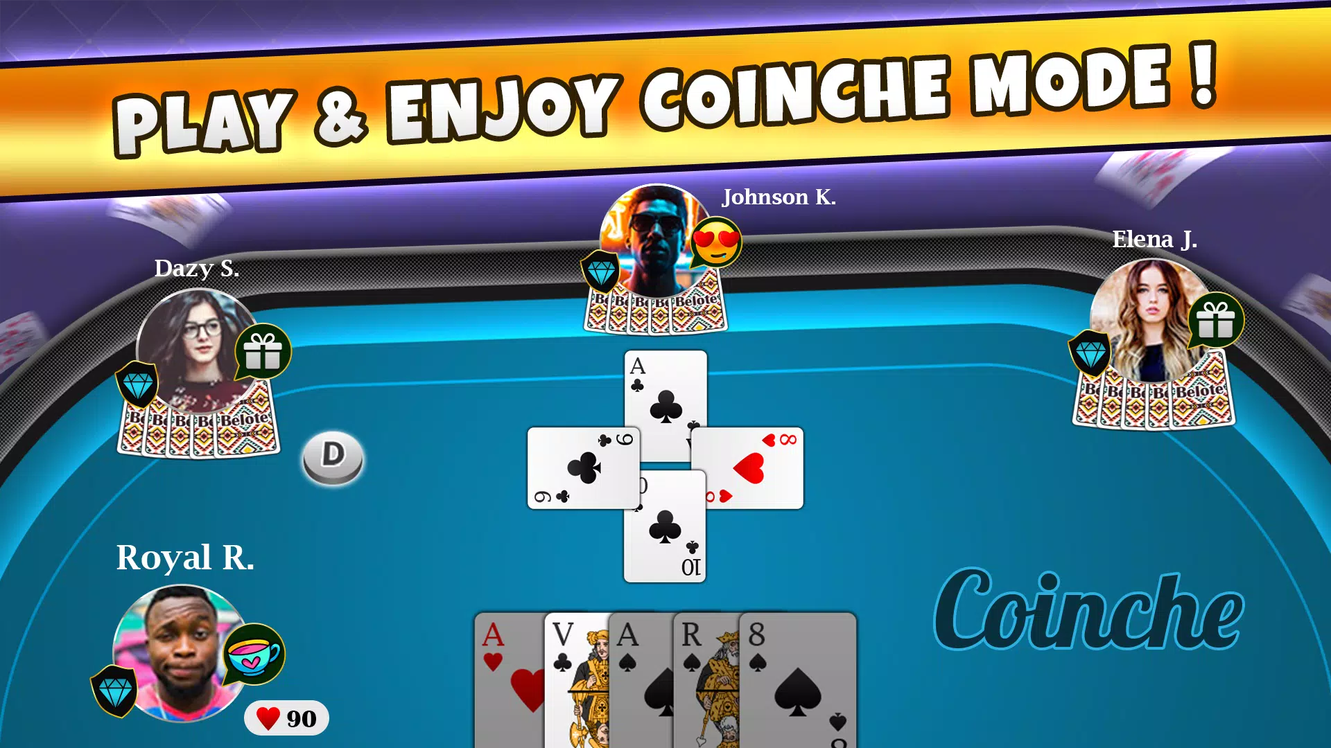 Belote Coinche Online game Скриншот 2