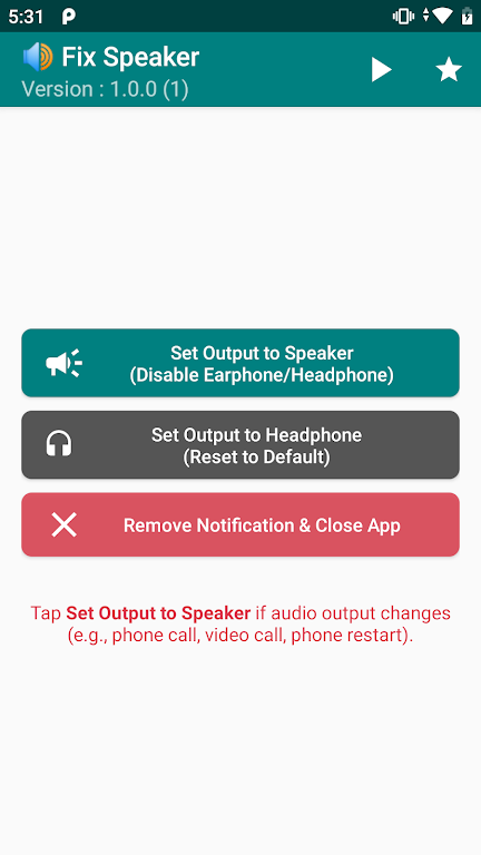 Fix Speaker - Disable Earphone Captura de tela 0