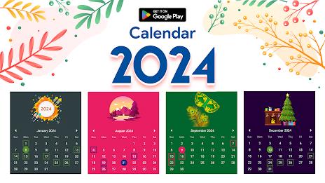 Calendar 2024 :Diary, Holidays Capture d'écran 0