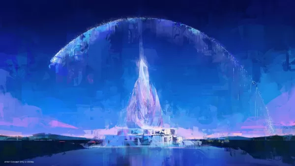 Concept art del moderno castello della Disney ad Abu Dhabi